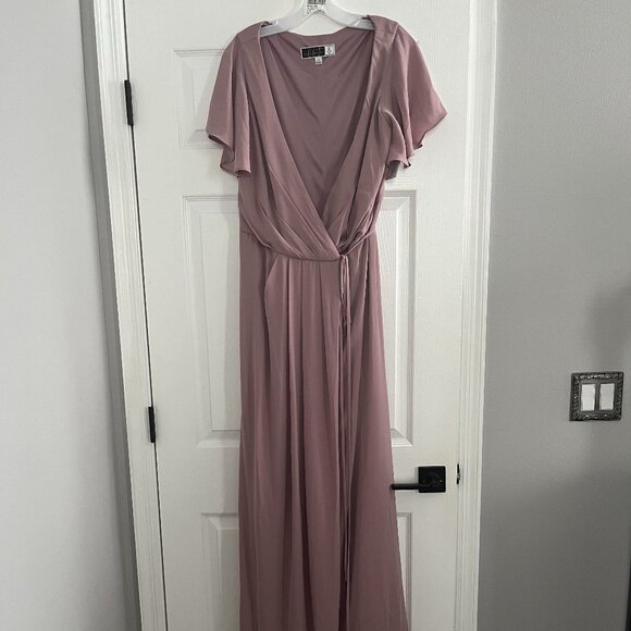 David's Bridal Dresses & Skirts - David's Bridal Flutter Sleeve Wrap Dress / Bridesmaid / Quartz / Size 14 - NWT